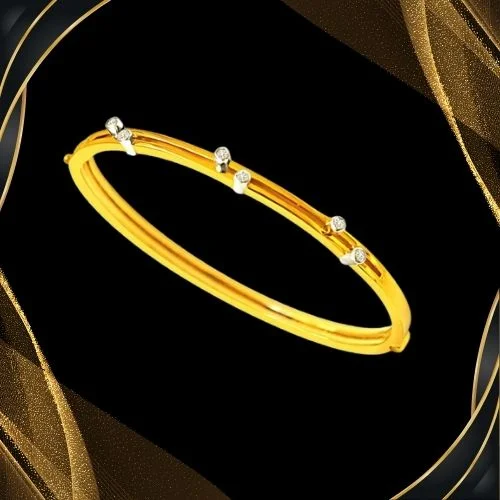 0.15 cts Real Diamond & Gold Plated 925 Sterling Silver Bracelet For Your Love (SLBR5)