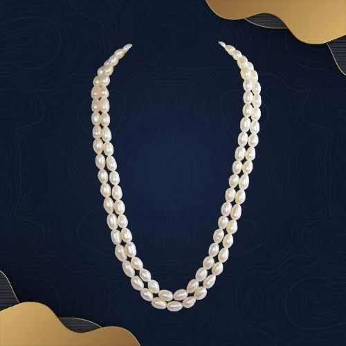 2 Line Real Big Elongated Pearl Necklace for Women (SN1008)
