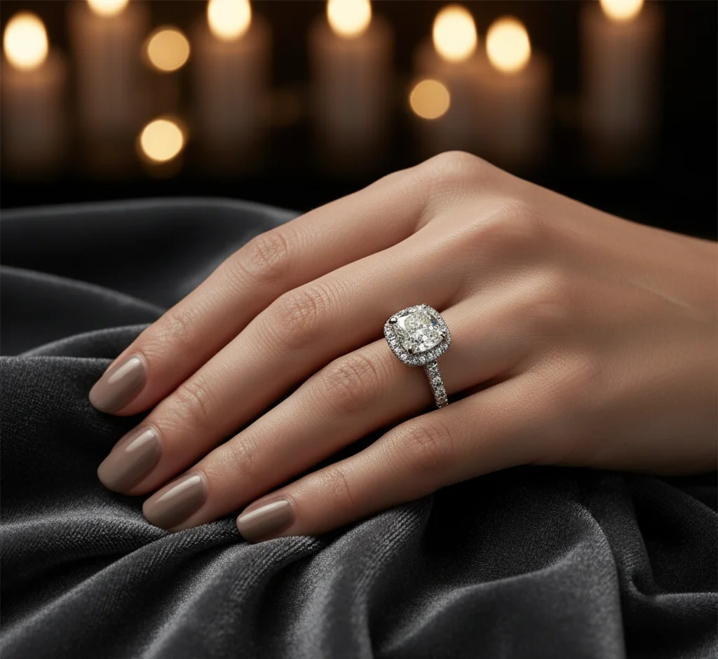 Cushion cut diamond ring