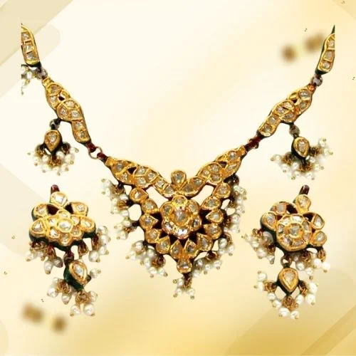 Peacock Design Meenakari Jadtar Diamond set (DN22)