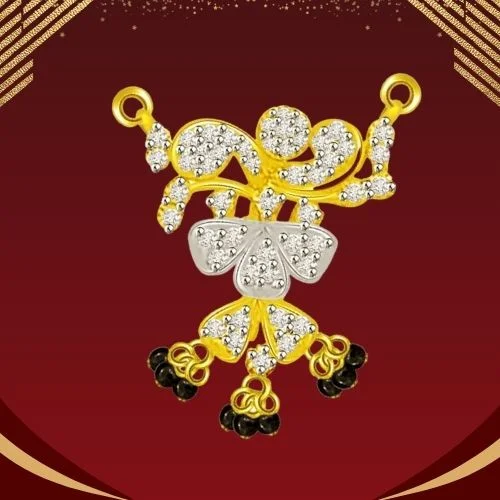 Beautiful Ballerina Diamond & Gold Mangalsutra Pendant (DN266)