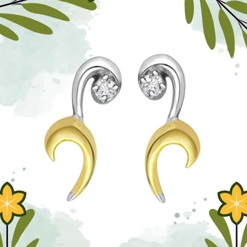 Two Tone Solitaire Earrings (ER195)