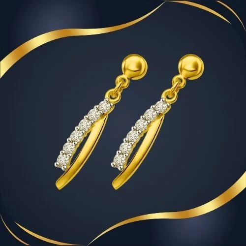 Twisted Dreams 0.30cts Diamond & Yellow Gold Drop Earrings (ER437)