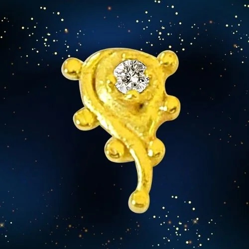 Drop Shaped Real Diamond 18kt Yellow Gold Nosepin (NP11)