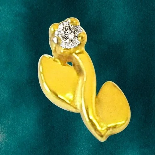 Fancy Shaped Real Diamond 18kt Yellow Gold Nosepin (NP12)