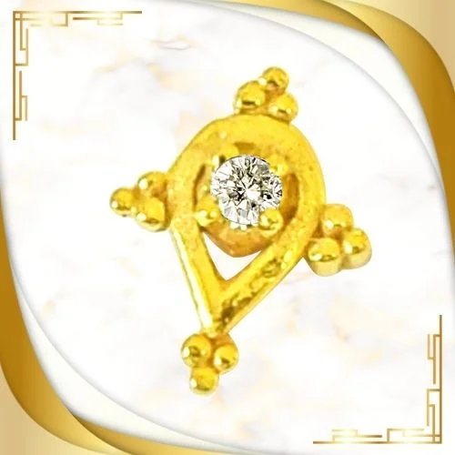 Pear Shaped Real Diamond 18kt Yellow Gold Nosepin (NP13)