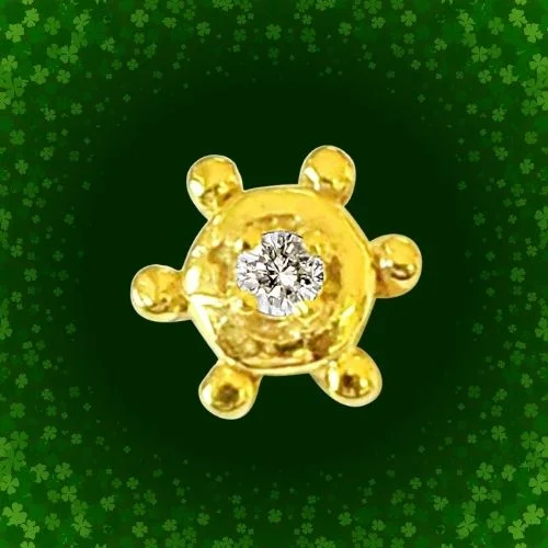 Round Shaped Real Diamond 18kt Yellow Gold Nosepin (NP14)