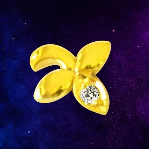 Floral Shaped Real Diamond 18kt Yellow Gold Nosepin (NP17)