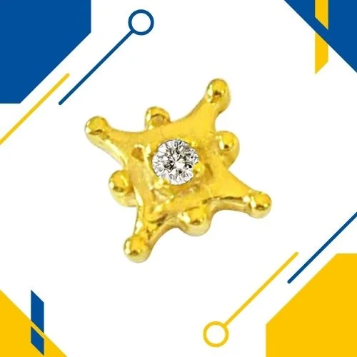 Double Star Real Diamond 18kt Yellow Gold Nosepin (NP18)