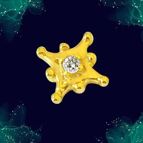 Double Star Real Diamond 18kt Yellow Gold Nosepin (NP18)