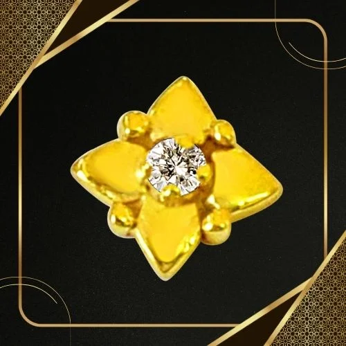 Flower Shaped Real Diamond 18kt Yellow Gold Nosepin (NP6)