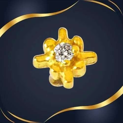 Geometrical Shaped Real Diamond 18kt Yellow Gold Nosepin (NP7)