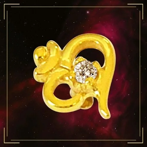 Stylish Curve Real Diamond 18kt Yellow Gold Nosepin (NP9)