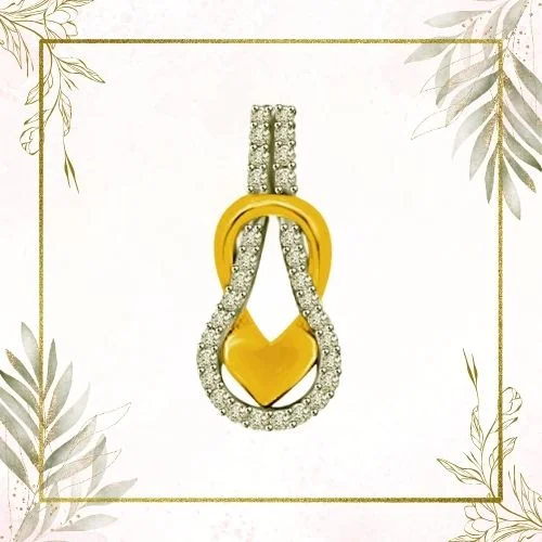 You & Me Entwined Together Two Tone Real Diamond Heart Pendant (P1018)