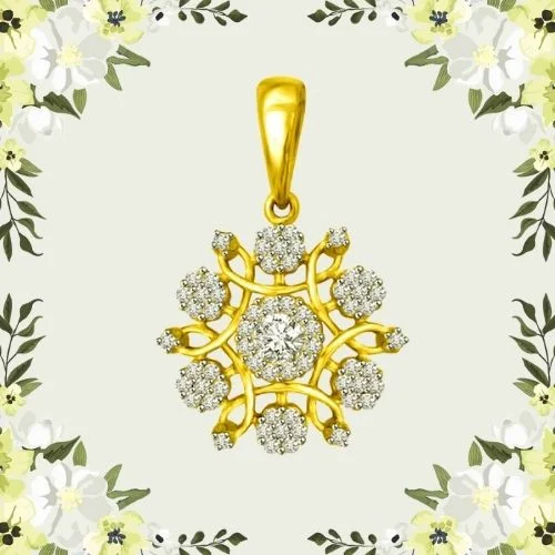 A Touch of Tradition - Real Diamond Flower Shape Pendant (P1212)