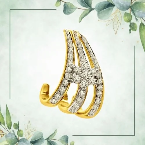 Shinning Flower 0.43cts 3 Row With A Real Diamond Flower 18kt Yellow Gold Pendant (P1350)