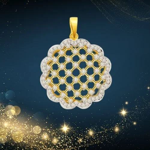 0.66cts Two Tone Flower Real Diamond Pendant (P660)
