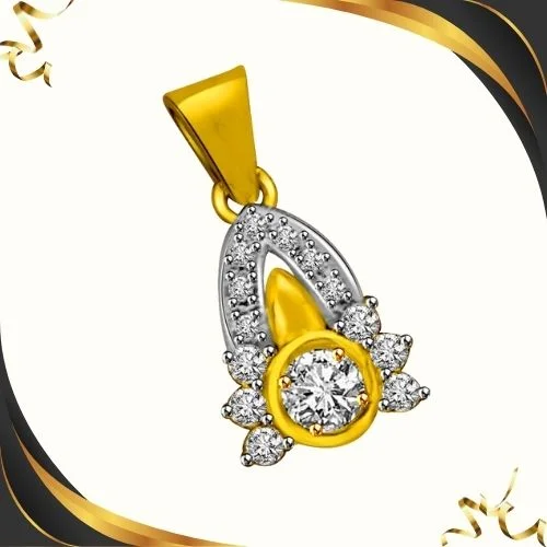 0.20TCW Two Tone Real Diamond Solitaire Pendant (P916)