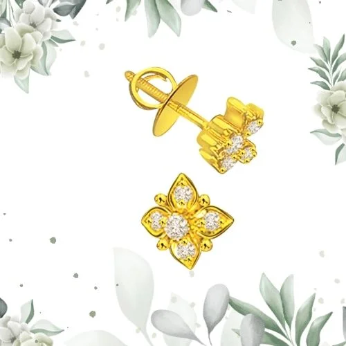 Bedazzled - Real Diamond Flower Shape Earring (S260)