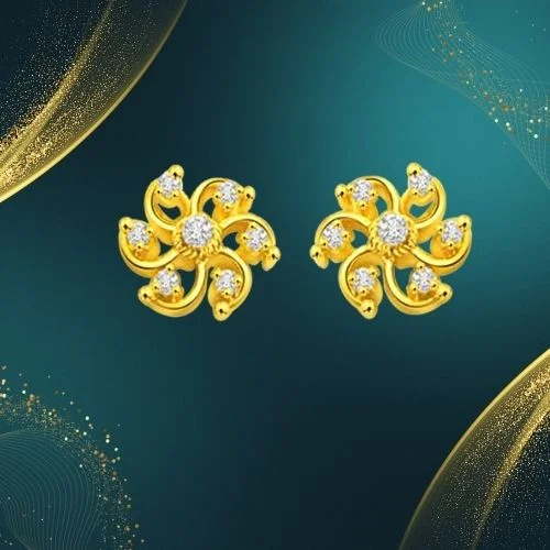 Spiral Beauty - Real Diamond 18K Gold Kudajodi Earring (S285)