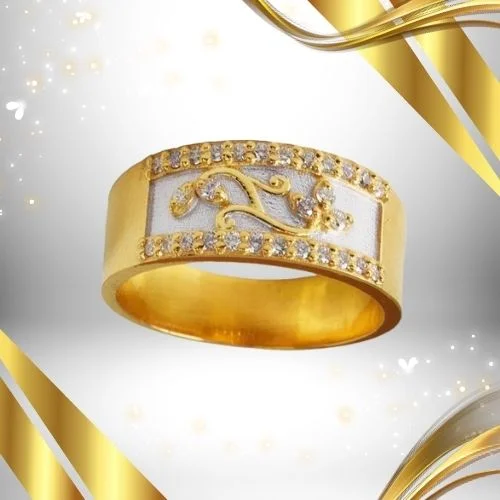 0.20cts Fancy Wide Band Diamond Ring in Two Tone Gold (SDR1381)