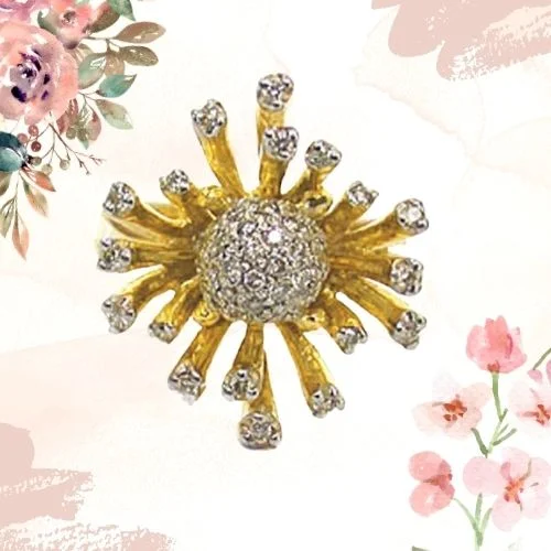 Sunflower Madness 0.60cts Real Diamond Flower Shape Ring (SDR226)