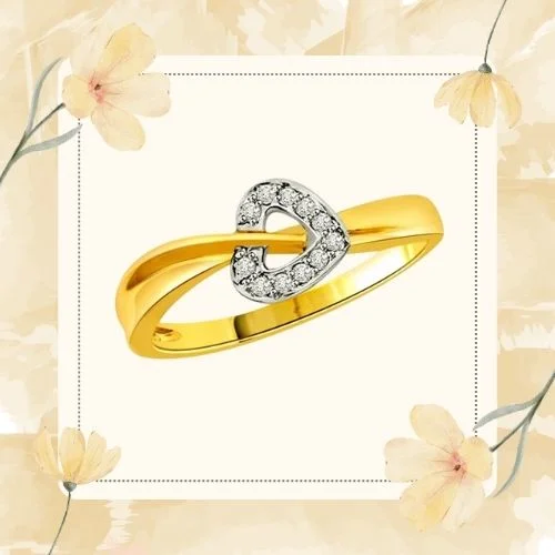 Real Diamond Heart Shape Gold Ring (SDR512)