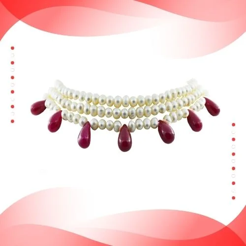 Ruby Rhapsody - Enchanted Pearl Cascade Choker (SN1039)
