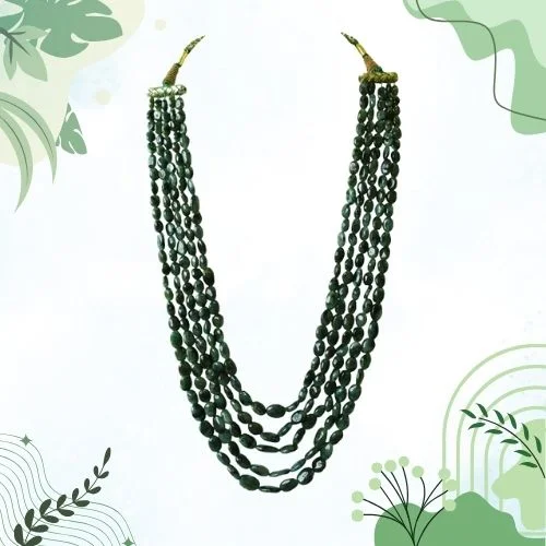 5 Line 536.42cts Real Natural Green Oval Emerald Necklace (536.42cts EMR Neck)