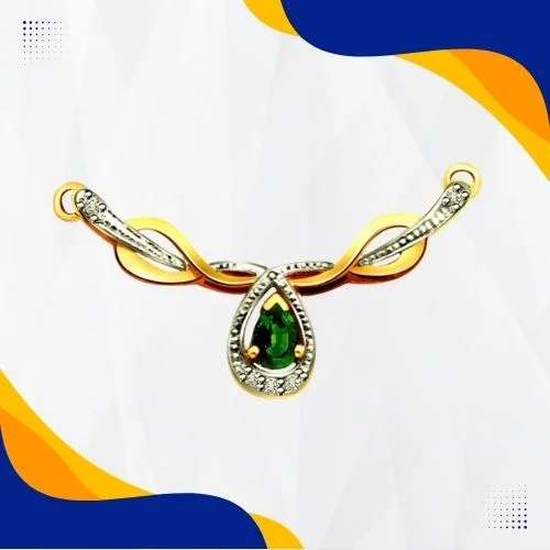 Greener Sparkling Diamond & Emerald Necklace Pendant (DN135)