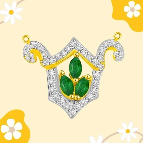 0.41cts Marquise Emerald & Diamond Gold Pendant (DN367)