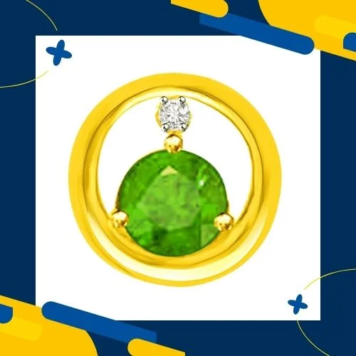 Endearing Real Diamond And Emerald Pendant In Yellow Gold (P1147)