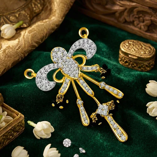 Falling In Love Diamond & Gold Mangalsutra Pendant (DN195)