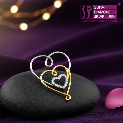 To Love And To Hold - 0.10 TCW Three Hearts Real Diamond Pendant in Two Tone Gold (P920)