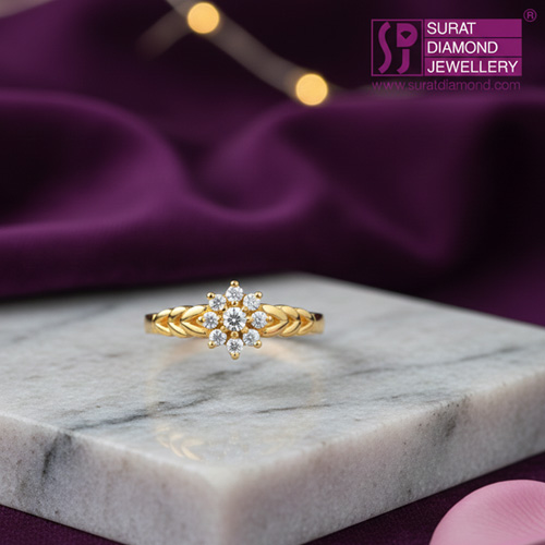 Flower Shape Real Diamond Gold Ring (SDR831)