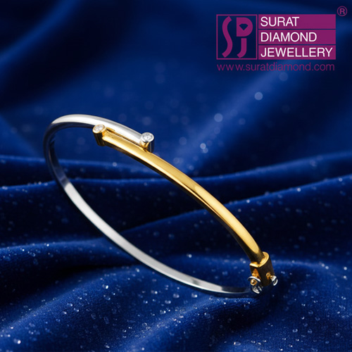 Real Diamond & Two tone Plated 925 Sterling Silver Bracelet for Her (SLBR4)