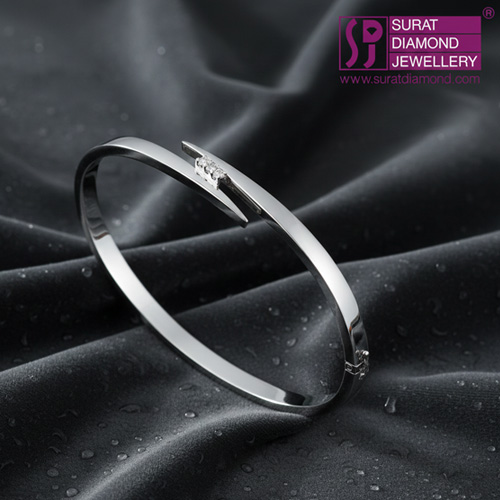 0.09 cts Real Diamond & Rhodium Plated 925 Sterling Silver Bracelet For Your Love (SLBR8)