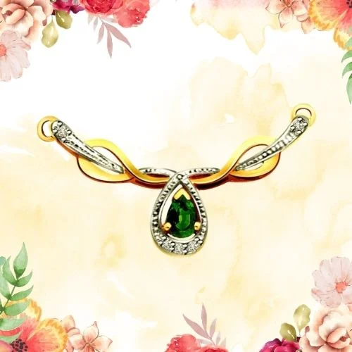 Greener Sparkling Diamond & Emerald Necklace Pendant (DN135)