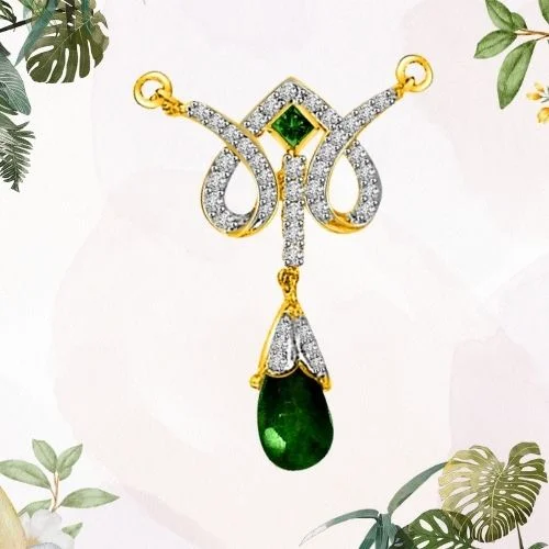 Garden of Paradise Diamond & Drop Green Emerald 18kt Gold Pendant (DN174)