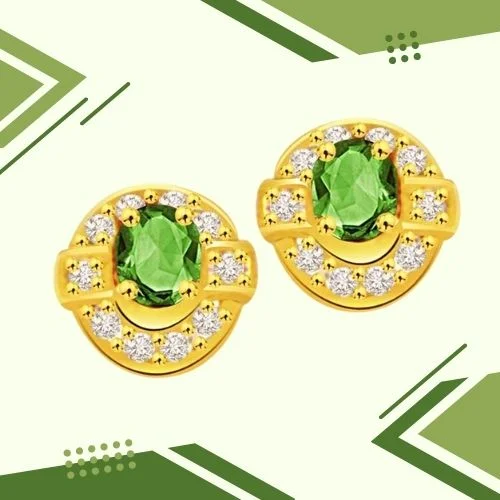 Sparkling Green Berries 0.20 cts Diamond & Emerald Earring (ER260)