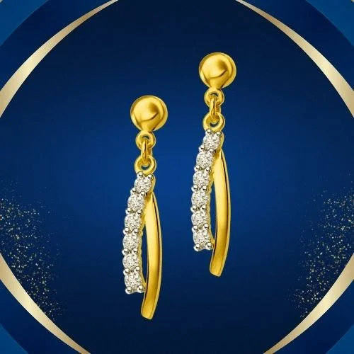 Twisted Dreams 0.30cts Diamond & Yellow Gold Drop Earrings (ER437)