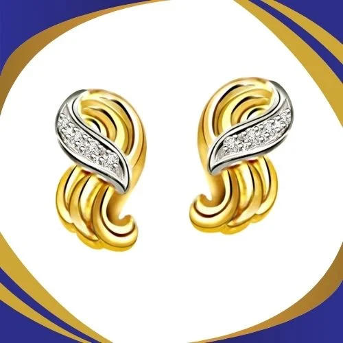 Graceful Girl - Real Diamond Two Tone Earrings (ER87)