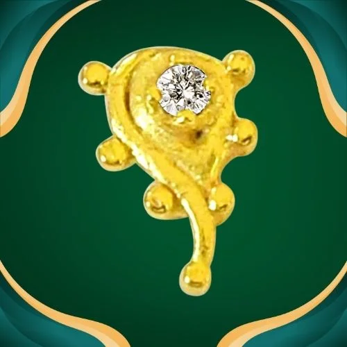 Drop Shaped Real Diamond 18kt Yellow Gold Nosepin (NP11)