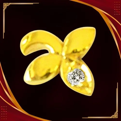 Floral Shaped Real Diamond 18kt Yellow Gold Nosepin (NP17)
