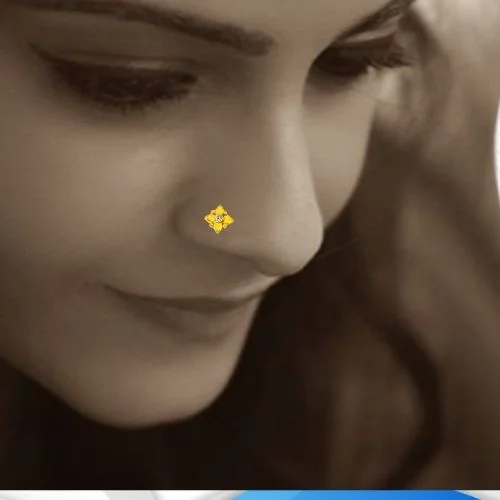 Flower Shaped Real Diamond 18kt Yellow Gold Nosepin (NP6)