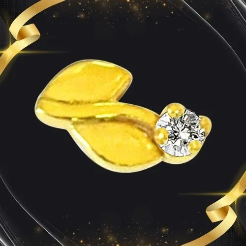 Leaf Shaped Real Diamond 18kt Yellow Gold Nosepin (NP8) 