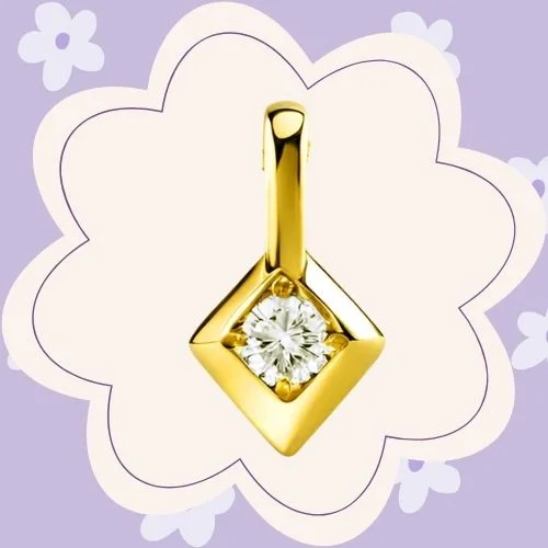0.05cts Solitaire Real Diamond Pendant in 18kt Yellow Gold (P1408)