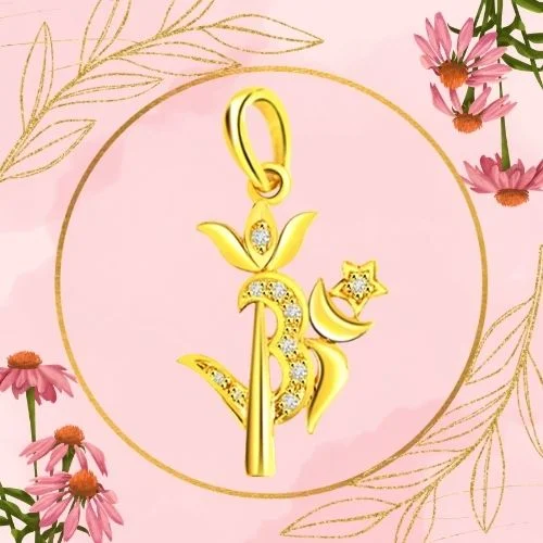 Trishul - Real Diamond & 18kt Yellow Gold Pendant (P3)