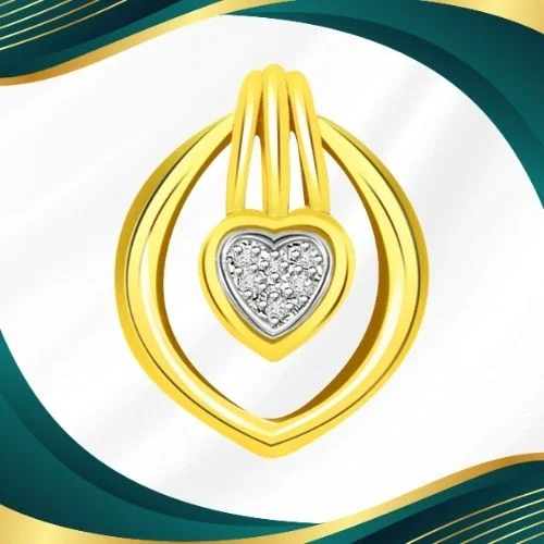 Glazing Flame 0.04cts Real Diamond Heart Designer Pendant (P358)