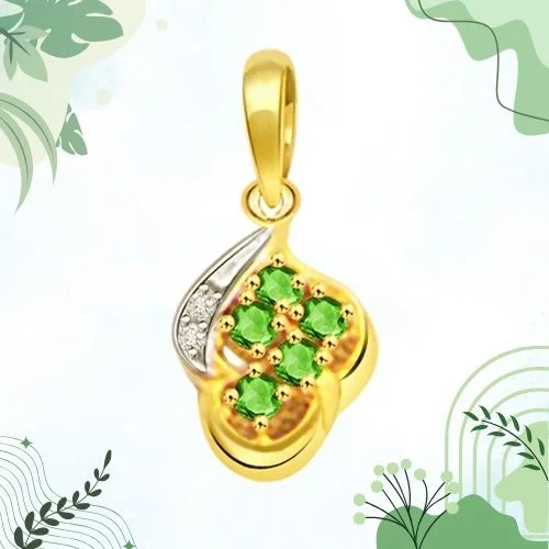 Classic Real Diamond & Emerald Pendant (P513)